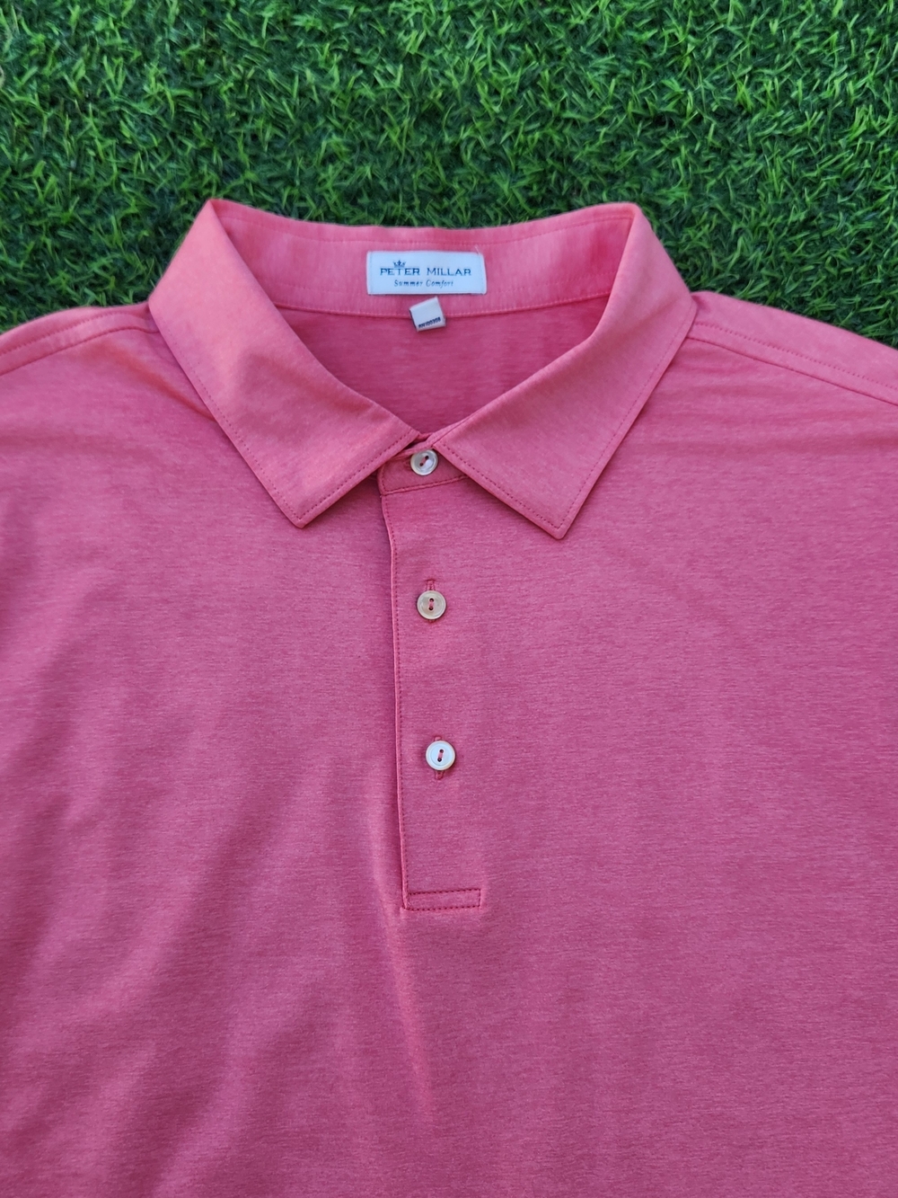 Peter Millar Coral Pink Short-Sleeve Polo Size L